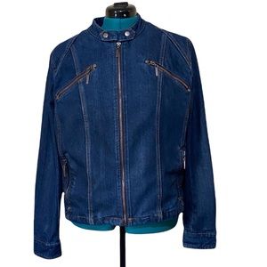 DB Dressbarn Crew Collar Women’s Long Sleeves Dark Denim Jean Jacket Size XL